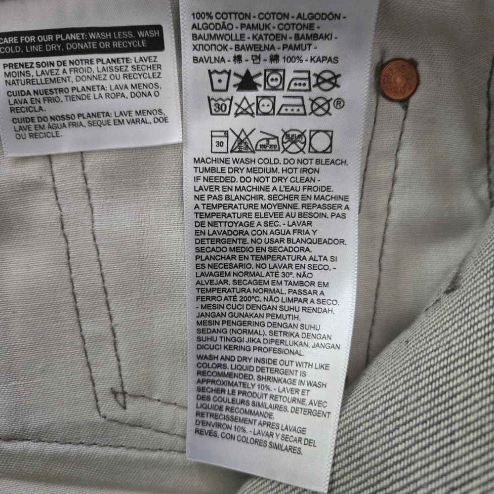 NWT Levi's 501 Original Gray Mens 31x30 Button Fly Denim Jeans Blank Red Tab